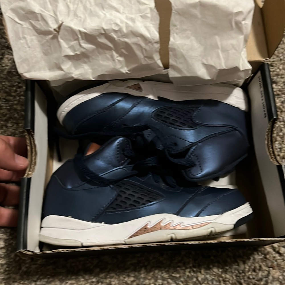 Jordan 5 metallic blue and bronze